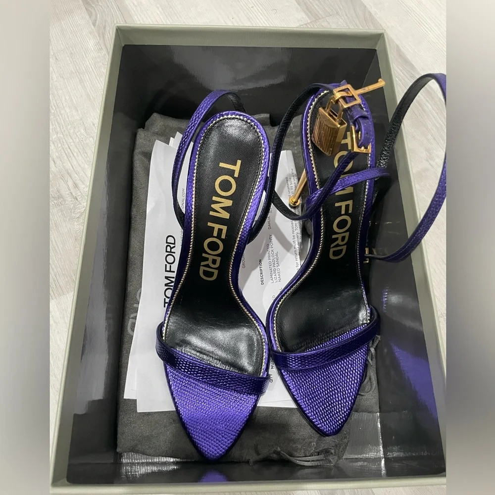 Tom Ford Padlock Sandal Purple Snakeskin 38.5 - Picture 5 of 8